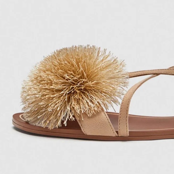 ZARA POMPOM SANDALS - Picture 3 of 7